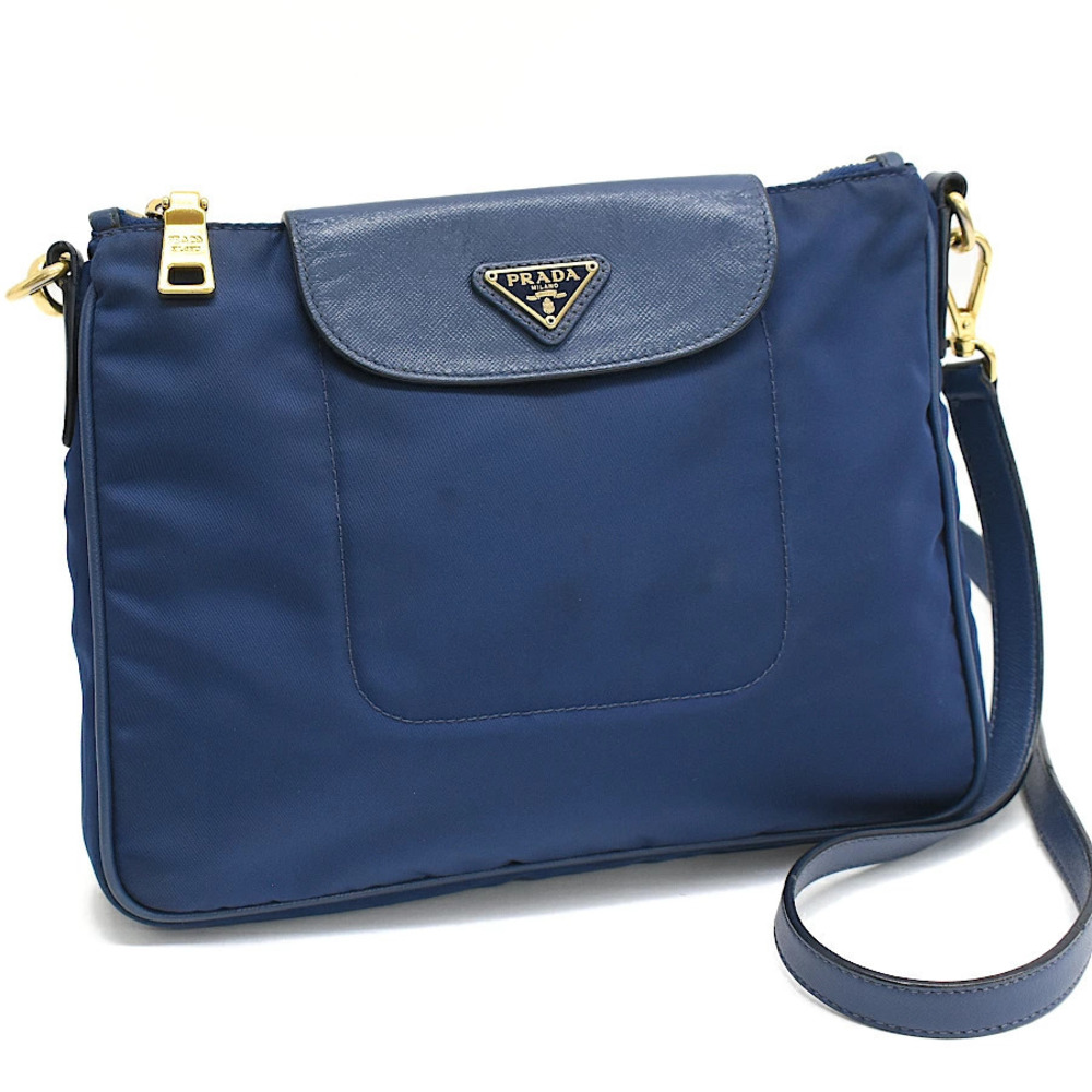 Prada Tessuto Crossbody Bag Navy Blue Triangle Plate